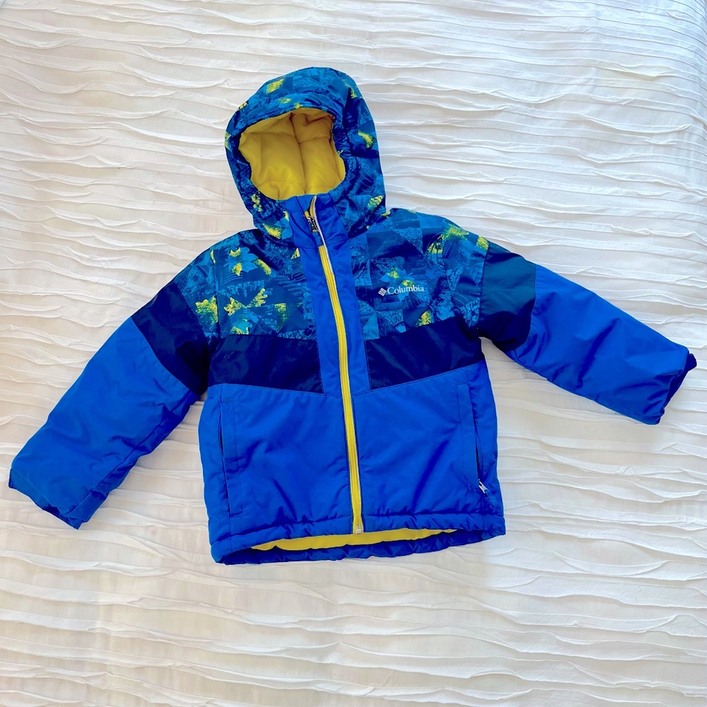 Columbia Lightning Lift II Jacket Boys XS size 6/7 Blue Yellow EUC like new